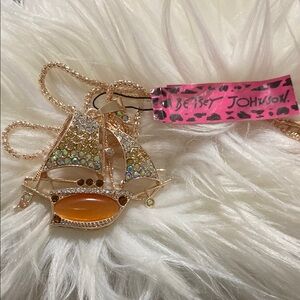 Betsey Johnson Gold and Orange Sailboat ⛵️ Necklace